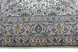 Full view of 2000s Kashan rug from Iran / Persia, 372 × 251 cm in Beige tones