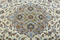 Central medallion detail of 2000s Kashan rug from Iran / Persia