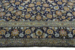 Full view of 2000s Kashan rug from Iran / Persia, 407 × 311 cm in Brown tones