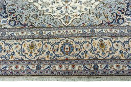 Full view of 2000s Kashan rug from Iran / Persia, 394 × 247 cm in Beige tones