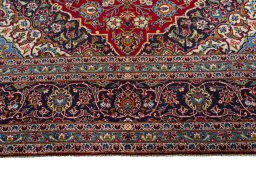 Full view of 2000s Kashan rug from Iran / Persia, 362 × 263 cm in Red tones