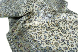 Surface texture of 2000s Kashan rug with natural Cork and intricate pattern