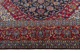 Full view of 2000s Kashan rug from Iran / Persia, 427 × 308 cm in Blue tones