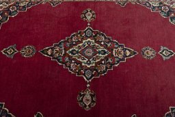 Central medallion detail of 1930s Kashan rug from Iran / Persia