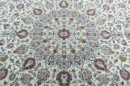 Central medallion detail of 2000s Kashan rug from Iran / Persia