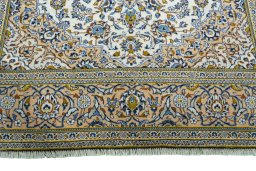 Full view of 2000s Kashan rug from Iran / Persia, 298 × 202 cm in Beige tones