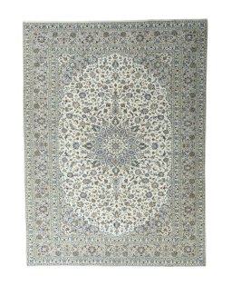 Full view of 2000s Kashan rug from Iran / Persia, 400 × 300 cm in Beige tones