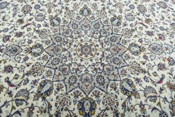 Central medallion detail of 2000s Kashan rug from Iran / Persia