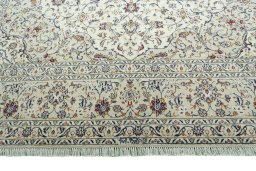 Full view of 2000s Kashan rug from Iran / Persia, 356 × 251 cm in Beige tones