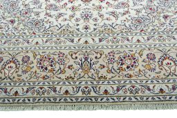 Full view of 2000s Kashan rug from Iran / Persia, 343 × 246 cm in Beige tones