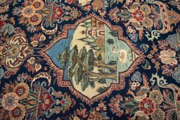 Central medallion detail of 1930s Kashan rug from Iran / Persia