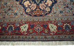 Full view of 1930s Kashan rug from Iran / Persia, 207 × 135 cm in Blue tones