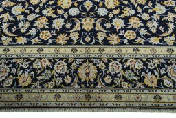 Full view of 2000s Kashan rug from Iran / Persia, 429 × 302 cm in Blue tones