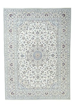 Full view of 2000s Kashan rug from Iran / Persia, 395 × 290 cm in Beige tones
