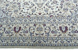 Full view of 2000s Kashan rug from Iran / Persia, 395 × 290 cm in Beige tones