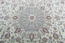 Central medallion detail of 2000s Kashan rug from Iran / Persia