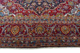 Full view of 2000s Kashan rug from Iran / Persia, 428 × 292 cm in Blue tones