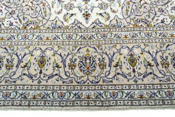 Full view of 2000s Kashan rug from Iran / Persia, 304 × 196 cm in Beige tones
