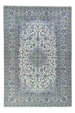 Full view of 2000s Kashan rug from Iran / Persia, 358 × 246 cm in Beige tones