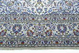 Full view of 2000s Kashan rug from Iran / Persia, 358 × 246 cm in Beige tones