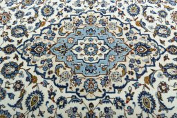 Central medallion detail of 2000s Kashan rug from Iran / Persia