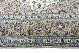 Full view of 2000s Kashan rug from Iran / Persia, 323 × 212 cm in Beige tones