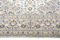 Full view of 2000s Kashan rug from Iran / Persia, 338 × 246 cm in Beige tones