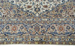 Full view of 2000s Kashan rug from Iran / Persia, 390 × 294 cm in Beige tones