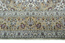 Full view of 2000s Kashan rug from Iran / Persia, 309 × 195 cm in Beige tones