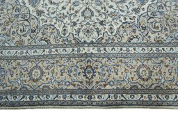 Full view of 2000s Kashan rug from Iran / Persia, 418 × 304 cm in Beige tones