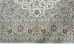 Full view of 2000s Kashan rug from Iran / Persia, 357 × 252 cm in Beige tones