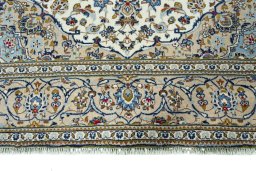 Full view of 2000s Kashan rug from Iran / Persia, 294 × 202 cm in Beige tones