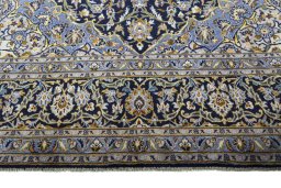 Full view of 2000s Kashan rug from Iran / Persia, 506 × 295 cm in Blue tones