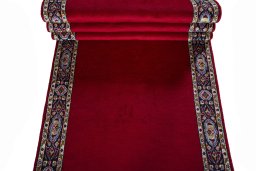 Full view of 2000s Kashan rug from Iran / Persia, 409 × 95 cm in Red tones