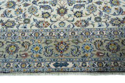 Full view of 2000s Kashan rug from Iran / Persia, 326 × 232 cm in Beige tones