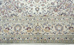 Full view of 2000s Kashan rug from Iran / Persia, 353 × 250 cm in Beige tones