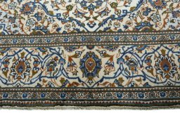 Full view of 2000s Kashan rug from Iran / Persia, 312 × 197 cm in Beige tones
