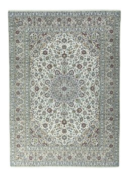 Full view of 2000s Kashan rug from Iran / Persia, 353 × 251 cm in Beige tones
