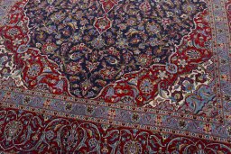 Close-up detail of 2000s Kashan rug from Iran / Persia showing Cork weave