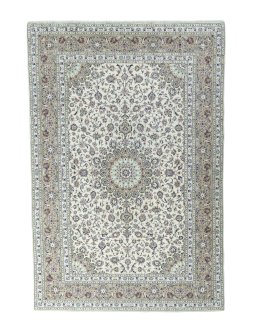 Full view of 2000s Kashan rug from Iran / Persia, 360 × 241 cm in Beige tones