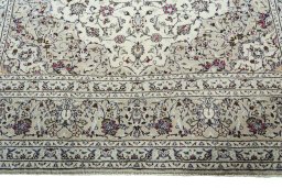 Full view of 2000s Kashan rug from Iran / Persia, 338 × 244 cm in Beige tones