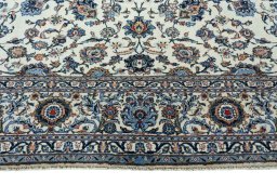Full view of 2000s Kashan rug from Iran / Persia, 394 × 303 cm in Beige tones