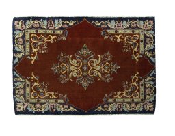 Full view of New Kashan rug from Iran / Persia, 70 × 100 cm in Red tones