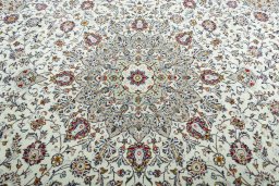 Central medallion detail of 2000s Kashan rug from Iran / Persia