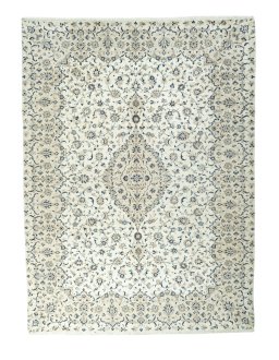 Full view of 2000s Kashan rug from Iran / Persia, 392 × 293 cm in Beige tones