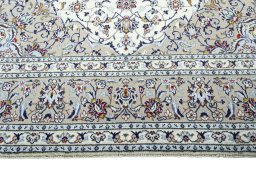 Full view of 2000s Kashan rug from Iran / Persia, 355 × 252 cm in Beige tones