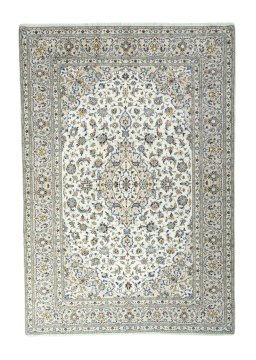 Full view of 2000s Kashan rug from Iran / Persia, 352 × 245 cm in Beige tones