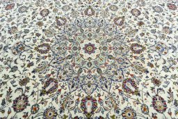 Central medallion detail of 2000s Kashan rug from Iran / Persia