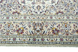 Full view of 2000s Kashan rug from Iran / Persia, 300 × 198 cm in Beige tones