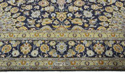 Full view of 2000s Kashan rug from Iran / Persia, 415 × 307 cm in Blue tones
